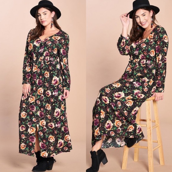 🦃BLACK FRIDAY SALE🦃 Billie Floral Plus Size Maxi Dress - Picture 3 of 5